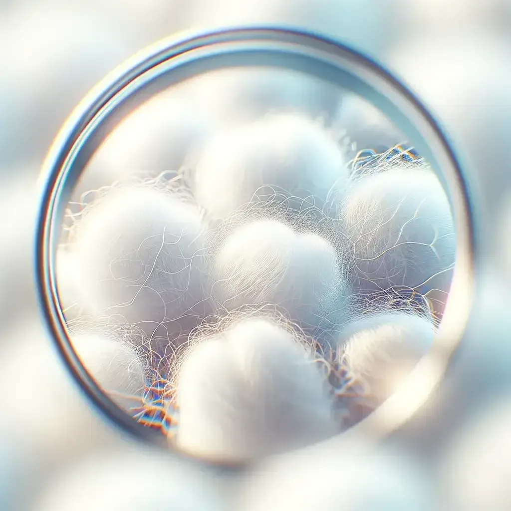 Close-up of fluffy white microfiber fill