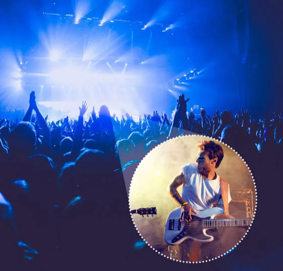Crowd and stage at a live concert